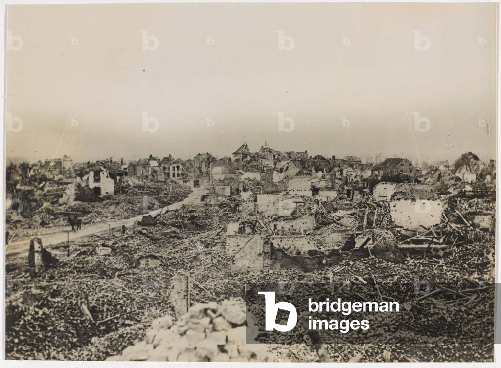 The ruins of Bailleul, France, 1918 (b/w photo)