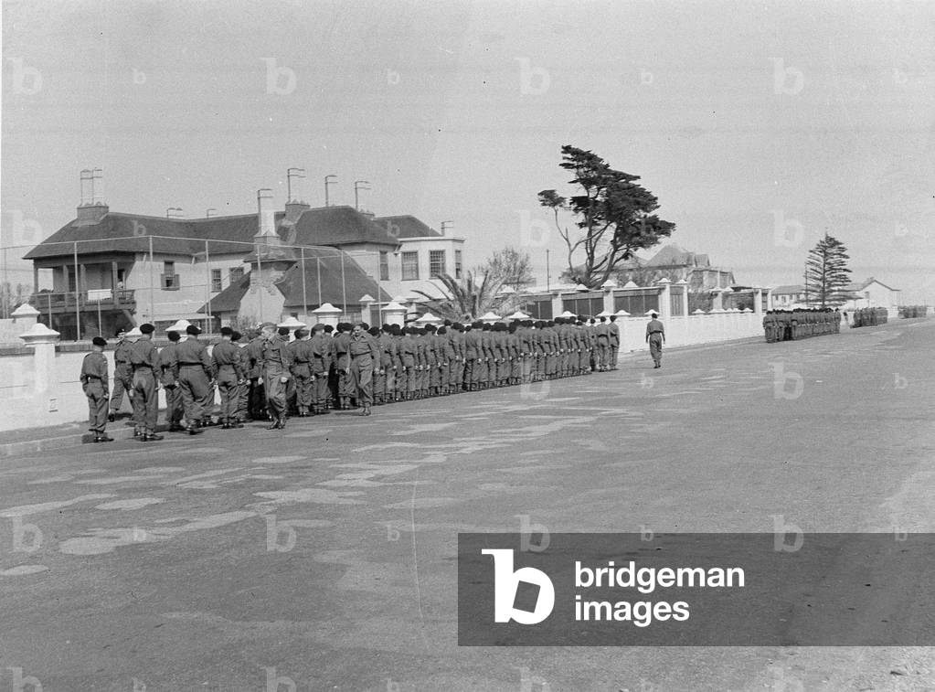 Squadrons on route march, 3rd County of London Yeomanry in Cape Town, South Africa, September 1941 (b/w photo)