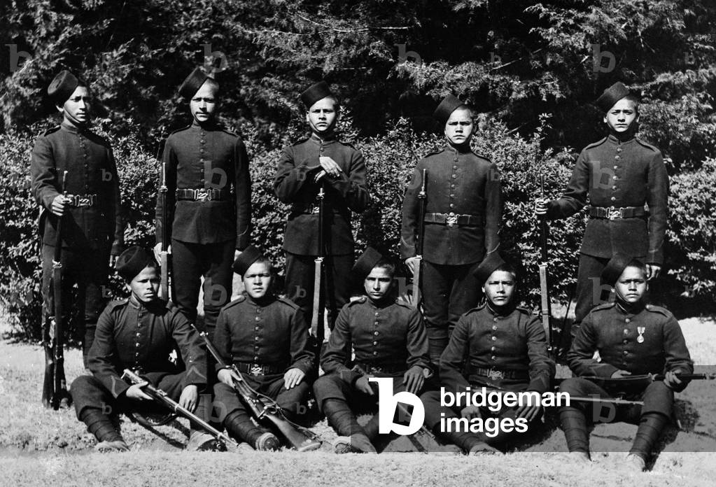 Members of the 39th Garhwal Rifles, 1909 (b/w photo)