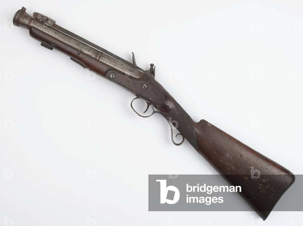 Blunderbuss with spring bayonet issued to Irish Volunteers, c.c.1815 (blunderbuss, flintlock)
