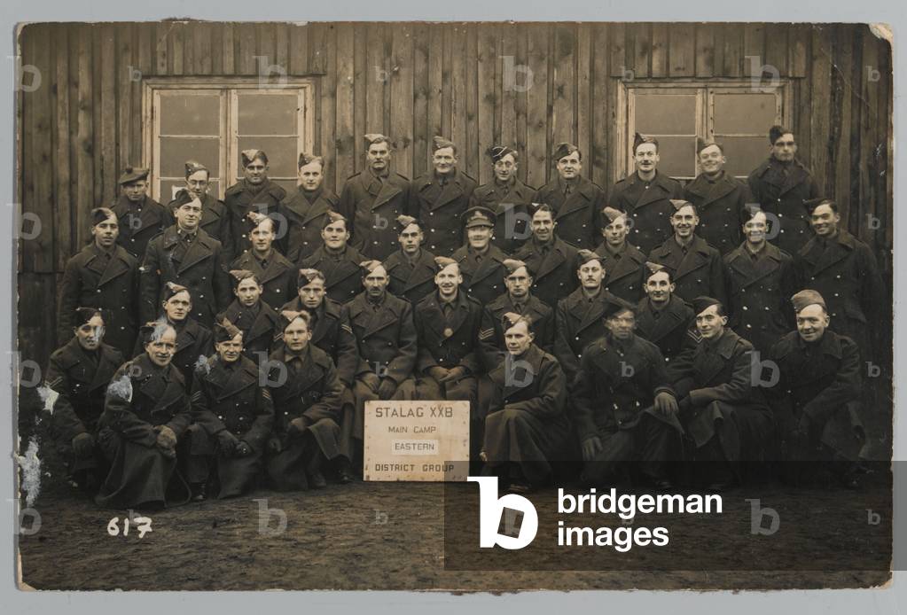 Soldiers at the Stalag XXB Main Camp Eastern District Group, 25 February 1945 (b/w photo)