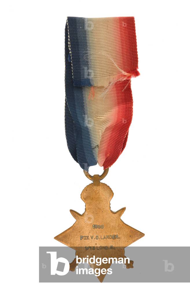 1914 Star awarded to Lance Corporal Val Lander 1/13th (County of London) Princess Louise's Kensington Battalion, The London Regiment (metal)