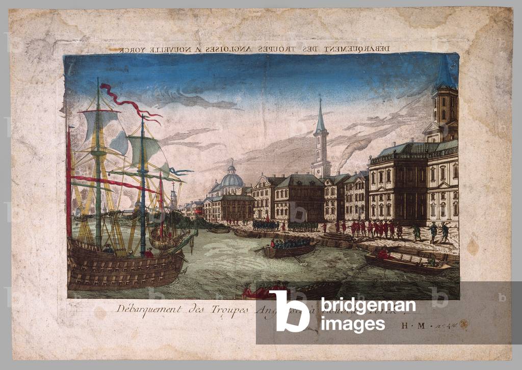 The landing of British troops in New York, 1776 (line engraving)