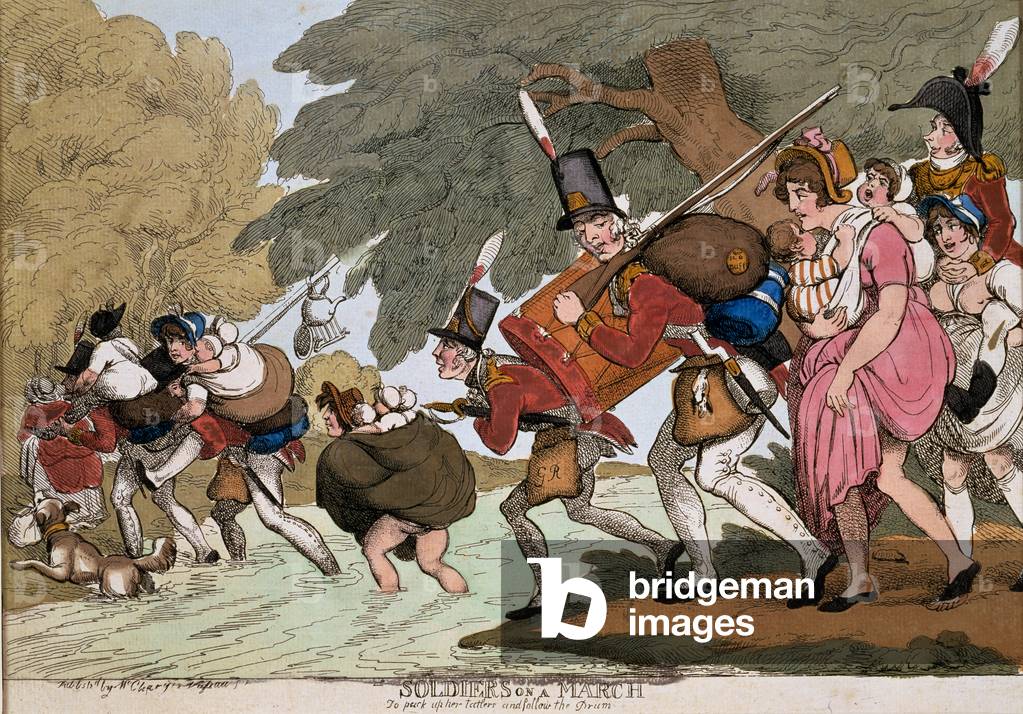 Immagine di Incisione "Soldati su un marcia", 1811 di Thomas Rowlandson