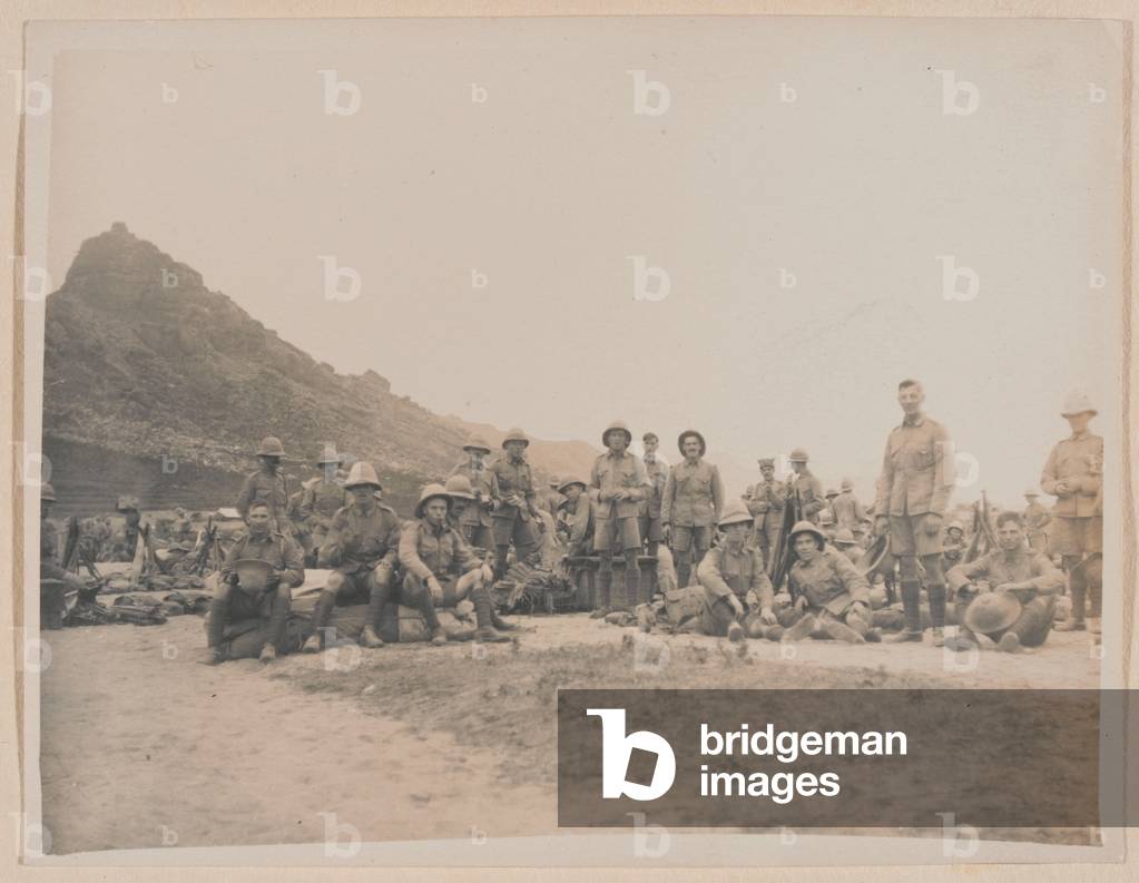 2nd Battalion The South Wales Borderers bivouacking at Lao Shan Bay, 23 September 1914 (b/w photo)