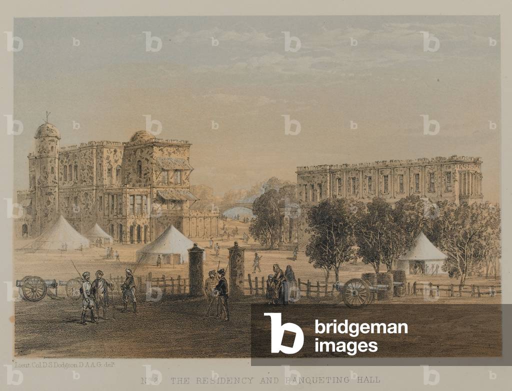 The Residency and Banqueting Hall, 1858 circa (litho)