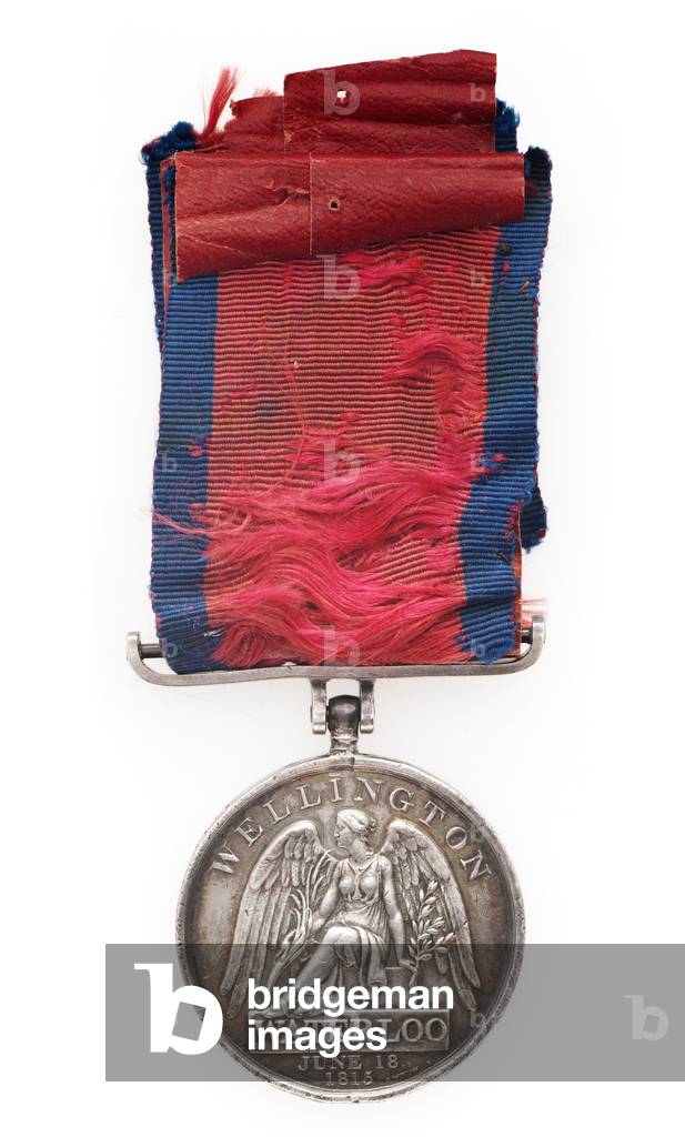 Waterloo Medal, 1815 (silver with silk ribbon)