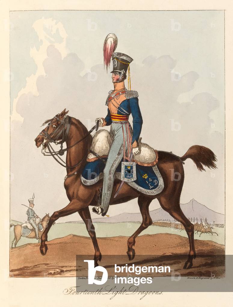 Fourteenth Light Dragoons (aquatint, coloured)