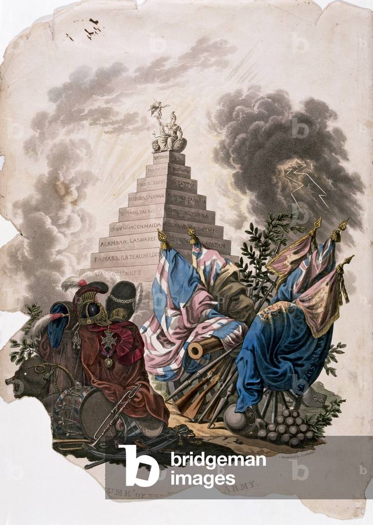 Frontispiece from Charles Hamilton Smith's 'Costumes of the Army of the British Empire, according to the last regulations 1812', aquatint by J.C. Stadler, published by Colnaghi and Co, 1812-15 (coloured aquatint)