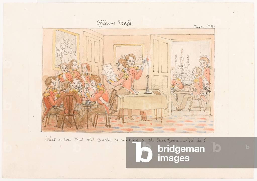 Officers Mess, from Scenes of life in an Infantry Regiment, 1850 circa (w/c)