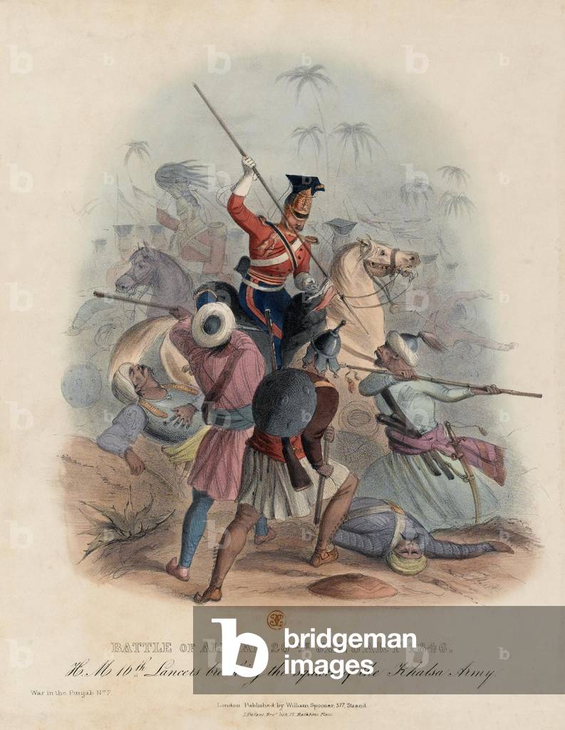 Battle of Aliwal, 28 January 1846 (colour litho)