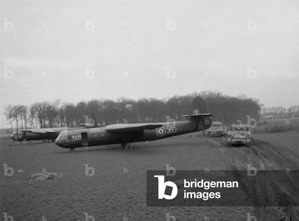Gliders over the Rhine, March 1945 (b/w photo)