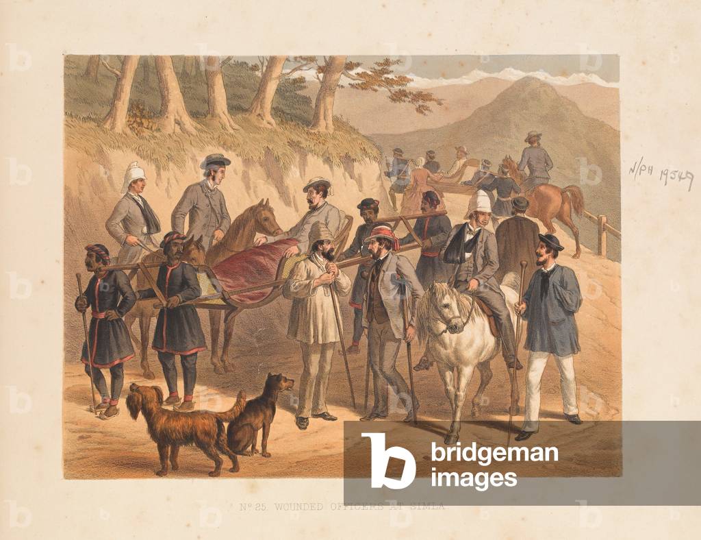 Wounded Officers at Simla, 1857 (coloured lithograph)