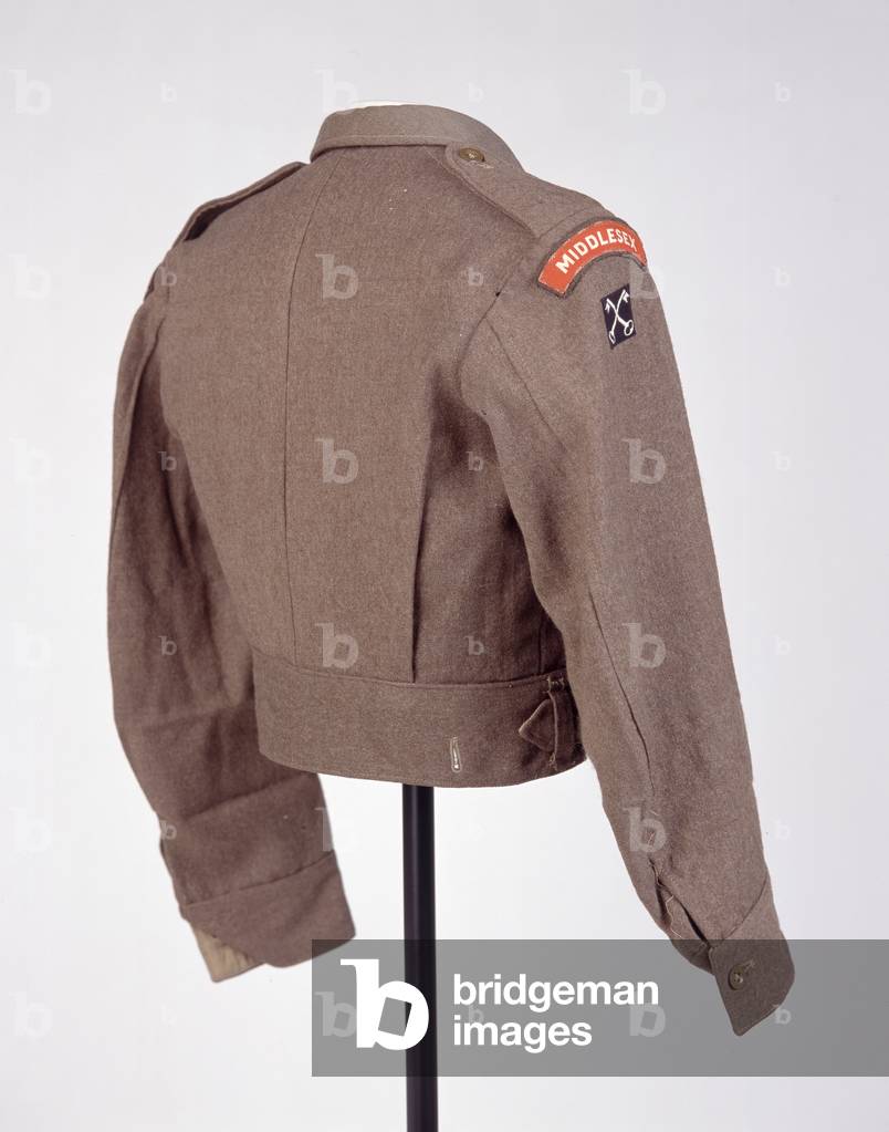 Battle dress blouse, Captain Alfred Rowe, Royal Corps of Signals and Middlesex Regiment (Duke of Cambridges Own), 1949 circa (fabric)