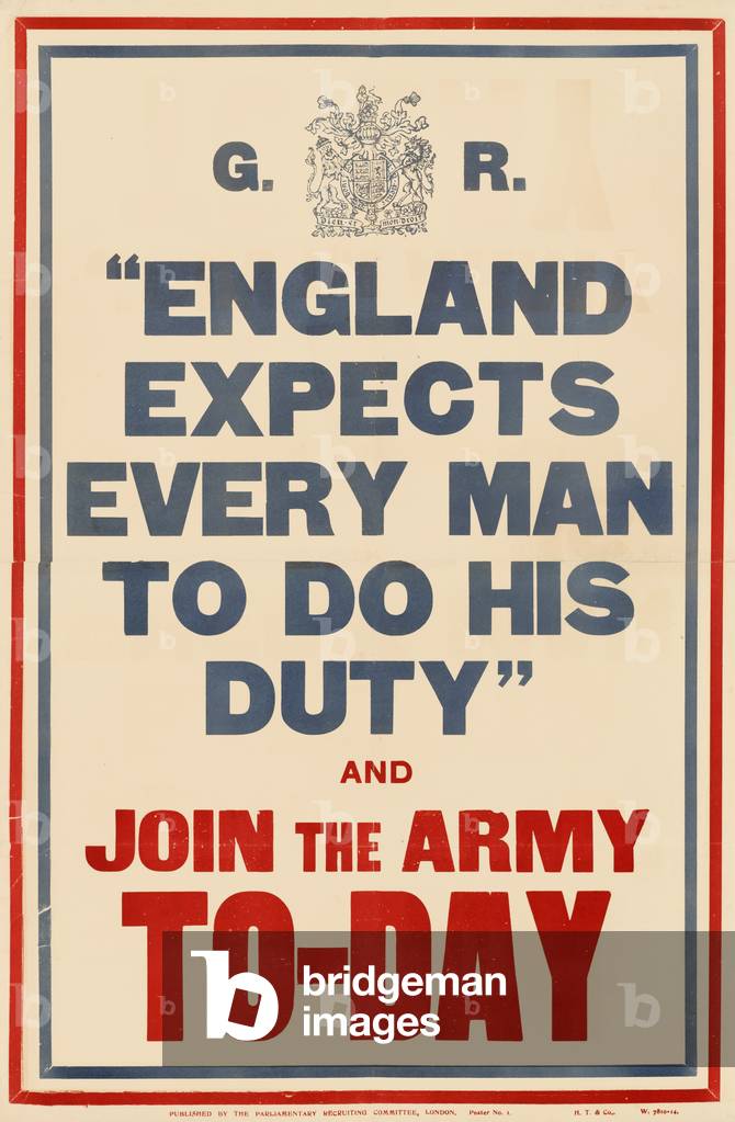 England Expects Every Man To Do His Duty & Join The Army Today, 1914 (colour litho)