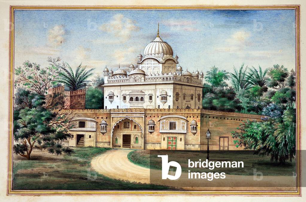 Akali Temple Amritsar, from 'The Kingdom of the Punjab, its Rulers and Chiefs, volume II', a volume of 30 watercolour studies by an unidentified Indian artist, c.1840 (w/c on paper)