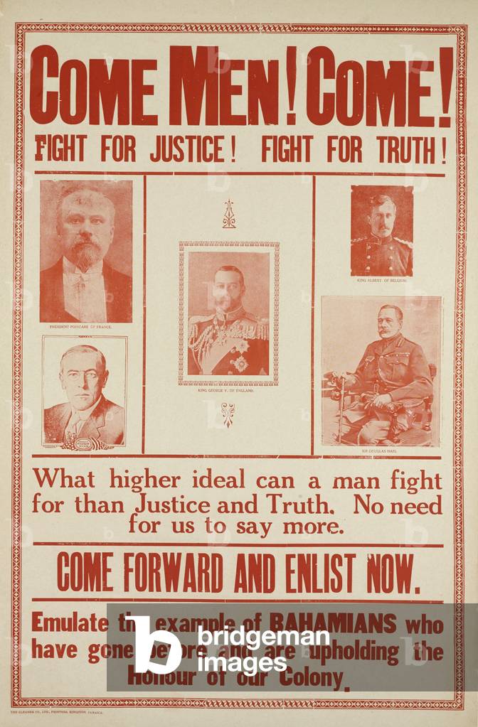 Come Men! Come! Fight for Justice! Fight for Truth! 1914-18 (colour photolitho)