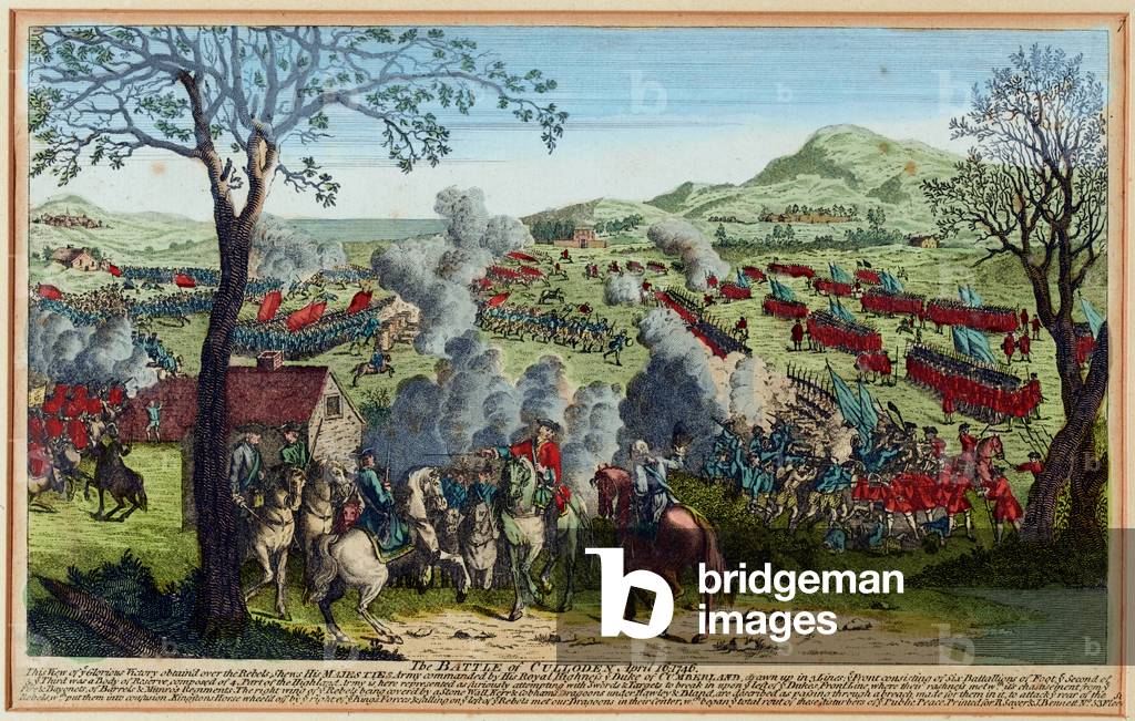 The Battle of Culloden 16 April 1746. (engraving, coloured)