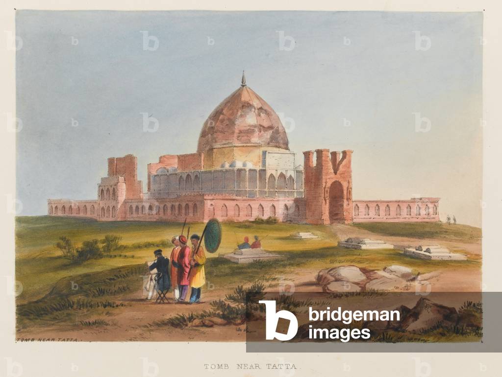 Tomb Near Tatta, 1838 circa (coloured lithograph)