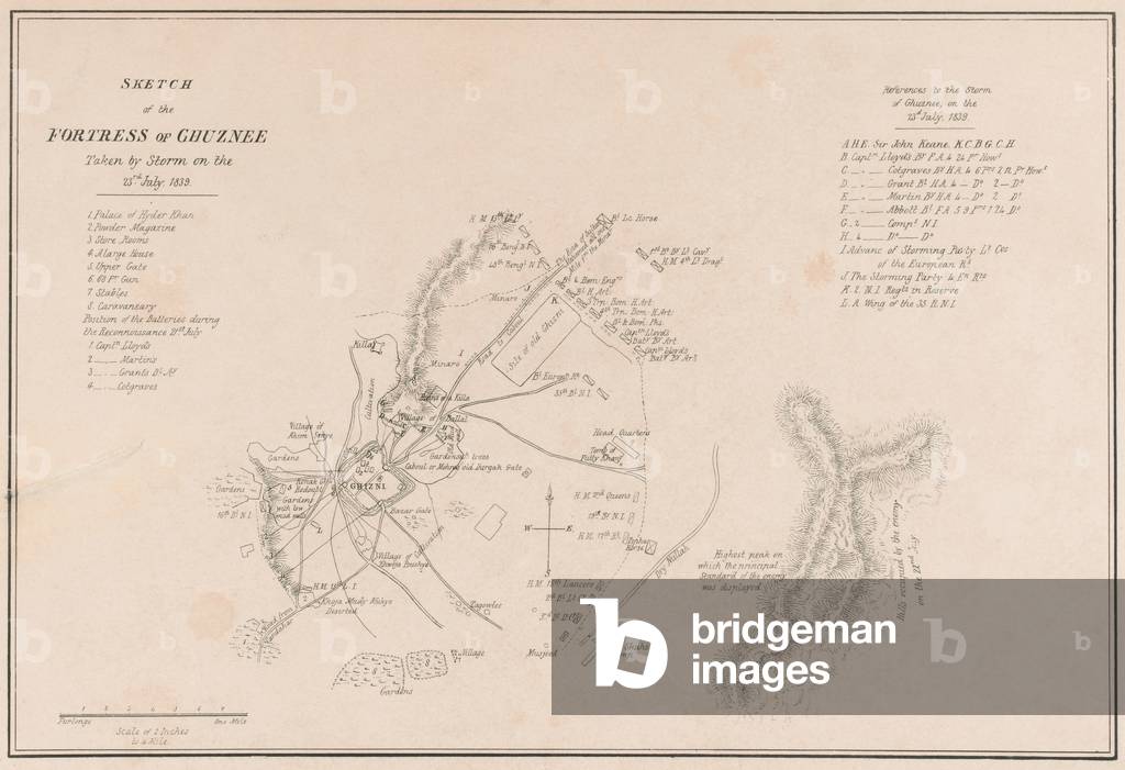 Sketch of the Fortress of Ghuznee. Taken by Storm on the 23rd July 1839 (litho)