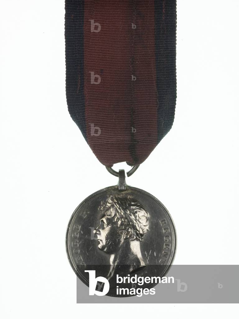 Waterloo Medal, 1815 (silver with silk ribbon)