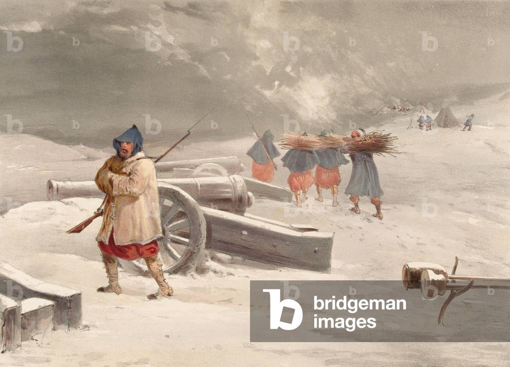 Sentinel of the Zouaves, before Sebastopol (colour litho)