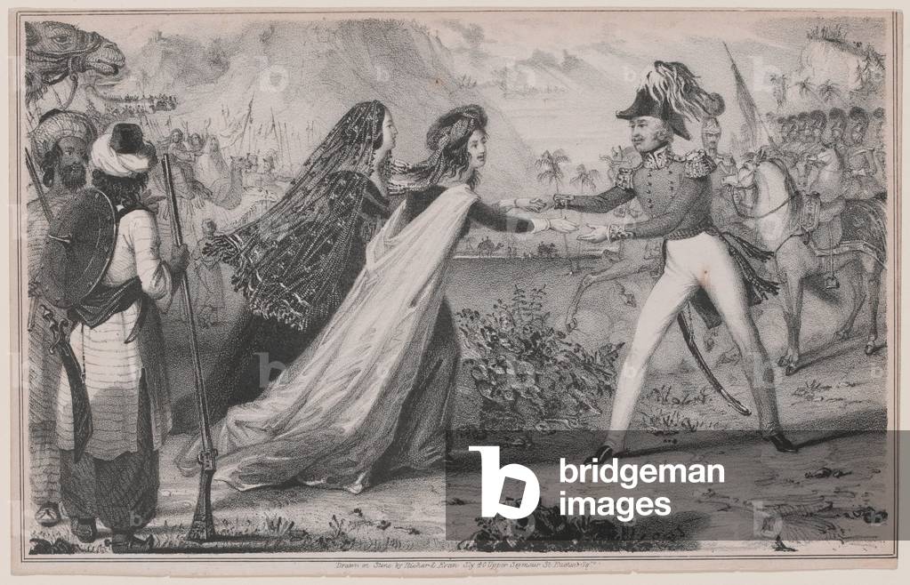 Lady Sale and her daughters Interview with General Sale (litho)