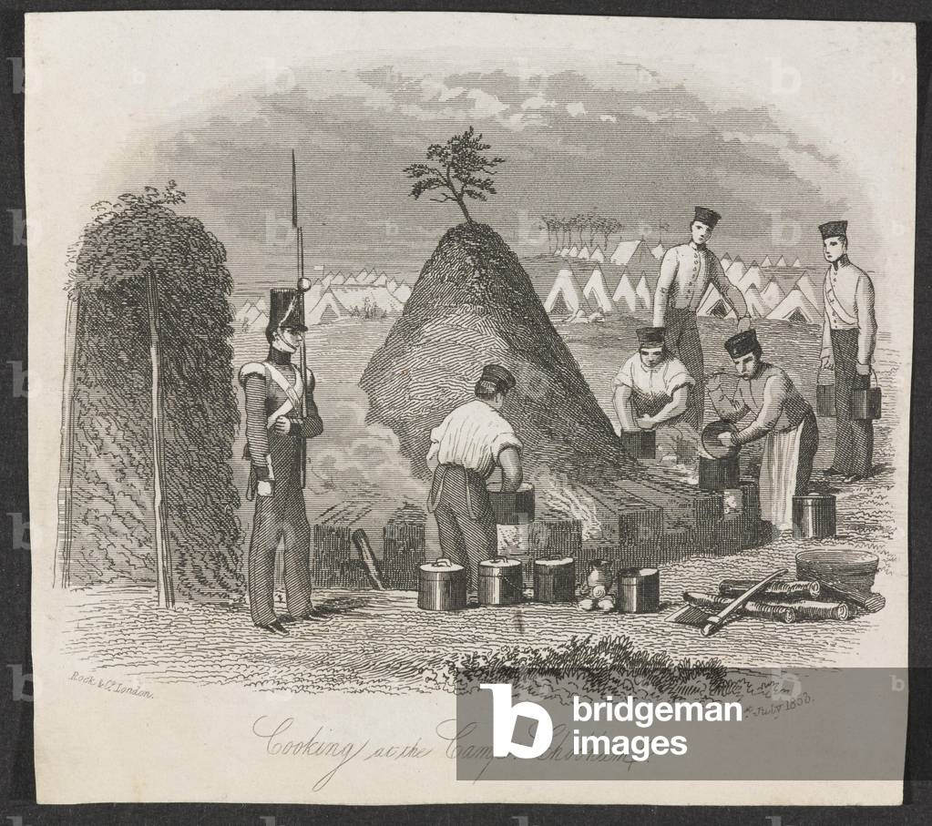 Cooking at the Camp, Chobham, 1853 (engraving)