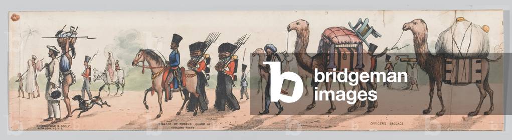 Line of March of Bengal Infantry in Scinde, c.1843 (colour litho)