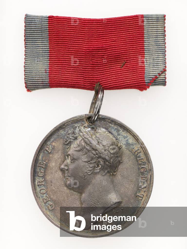 Waterloo Medal, 1815 (silver with silk ribbon)