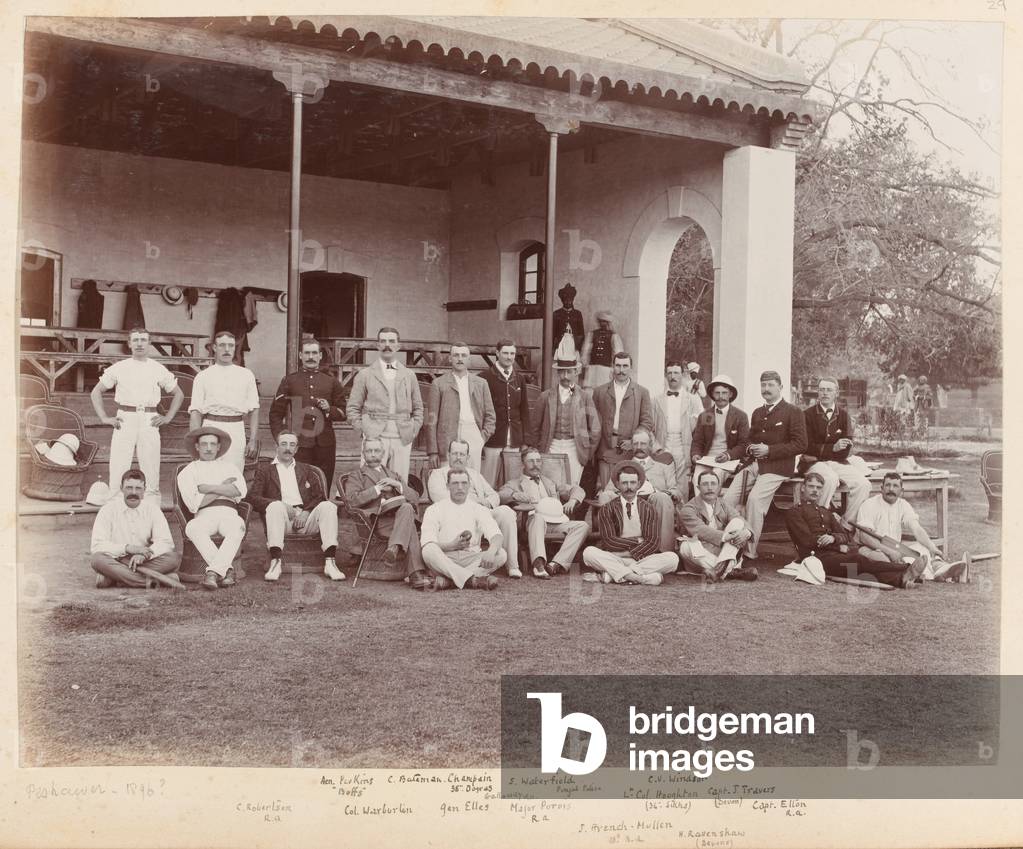 A cricket match, Peshawar, 1896 circa (b/w photo)