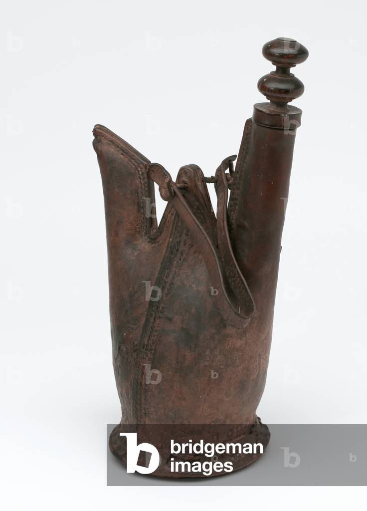 Leather Afghan waterbottle, 1842 circa (leather)