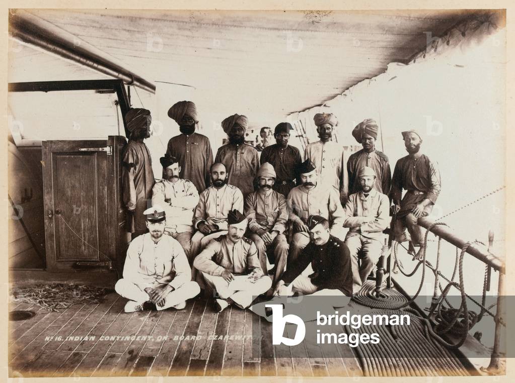 Indian Contingent on board the Czarewitch (b/w photo)