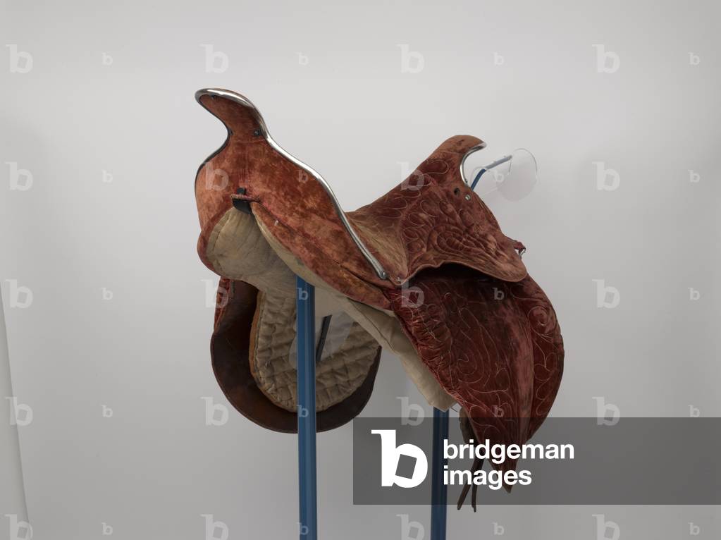 Saddle, George William Frederick Charles, 2nd Duke of Cambridge, 1856 circa (silk, leather, velvet and metal)