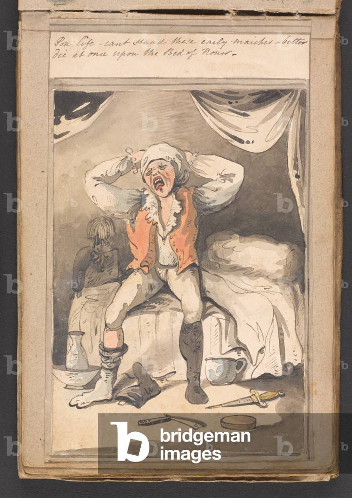 Pon life  cant stand these early marches  better die at once upon the bed of Honor, 1796 (w/c)