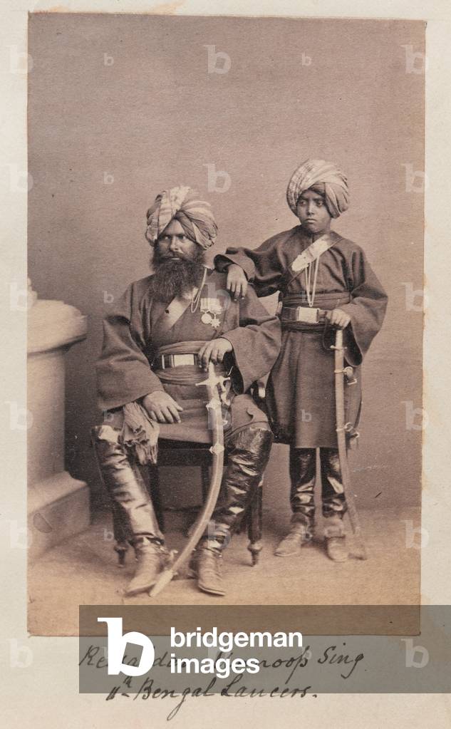 Rissaldar Unoop Singh, 11th Bengal Lancers, 1860s circa (b/w photo)