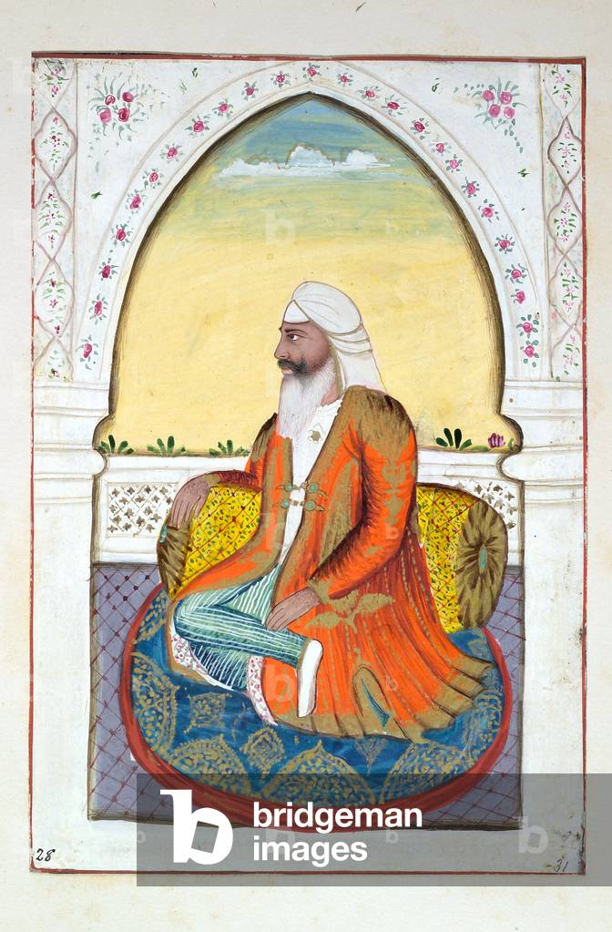 Sirdar Fatteh Singh, from 'The Kingdom of the Punjab, its Rulers and Chiefs, volume II', a volume of 30 watercolour studies by an unidentified Indian artist, c.1840 (w/c on paper)