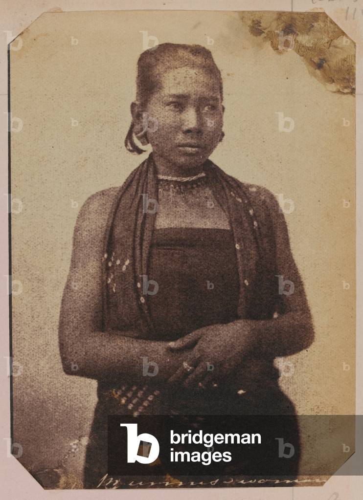 Burmese woman, 1852 circa (b/w photo)