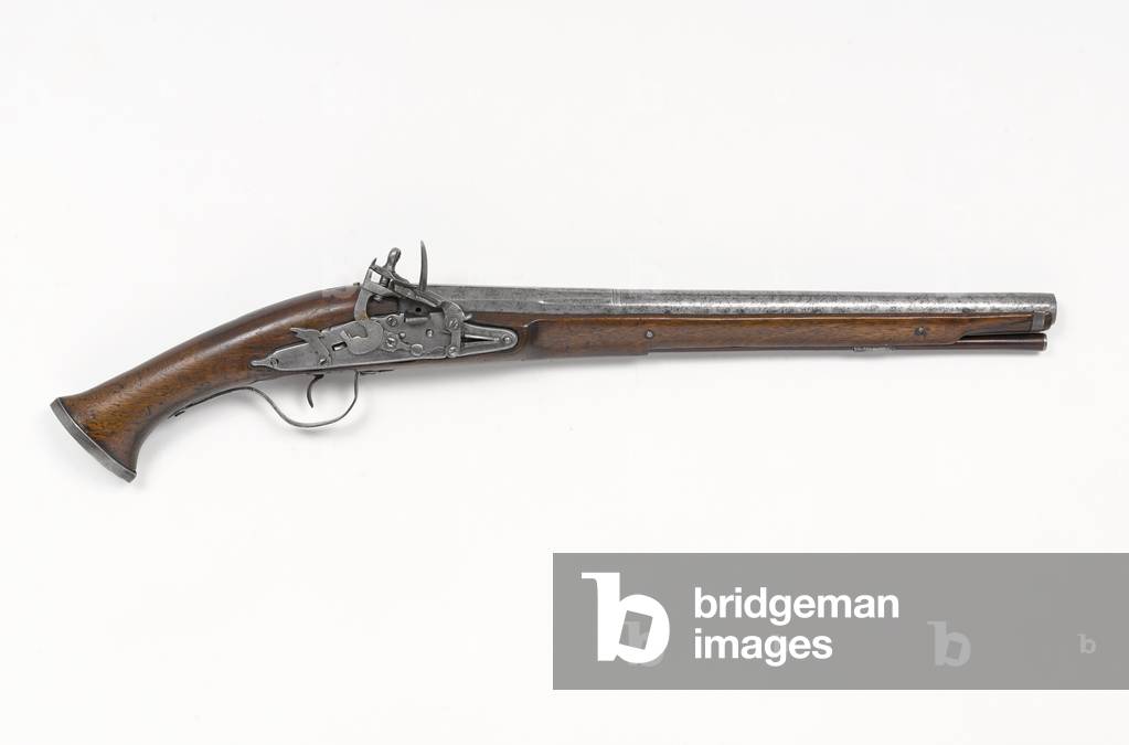Flintlock horse pistol with English 'dog-catch' lock, c.1645 (wood & metal)