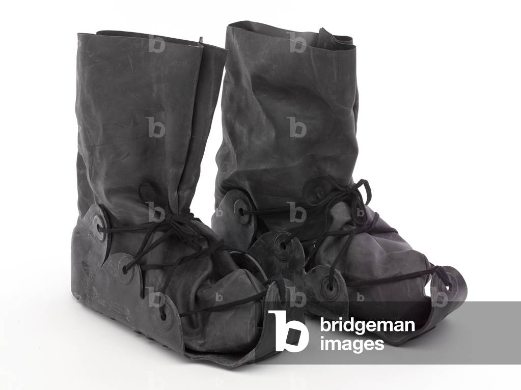 Pair of black rubber Nuclear, Biological and Chemical (NBC) over boots, 1986 (rubber)
