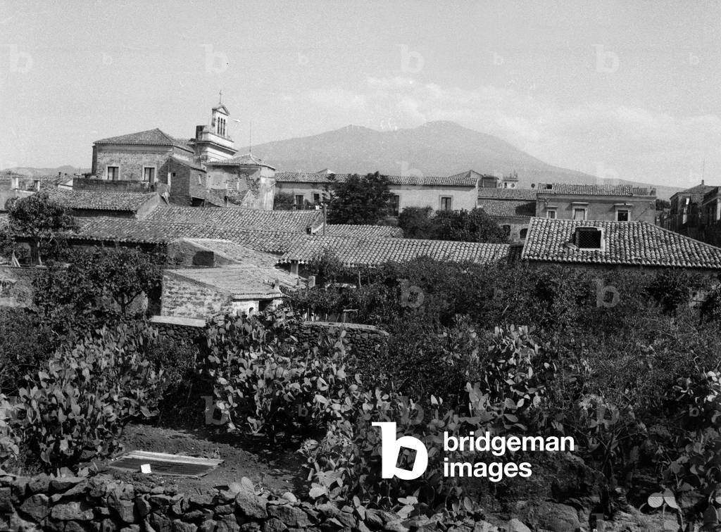 Mount Etna from Belpasso, 1943 (b/w photo)