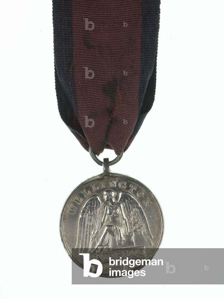 Waterloo Medal, 1815 (silver with silk ribbon)