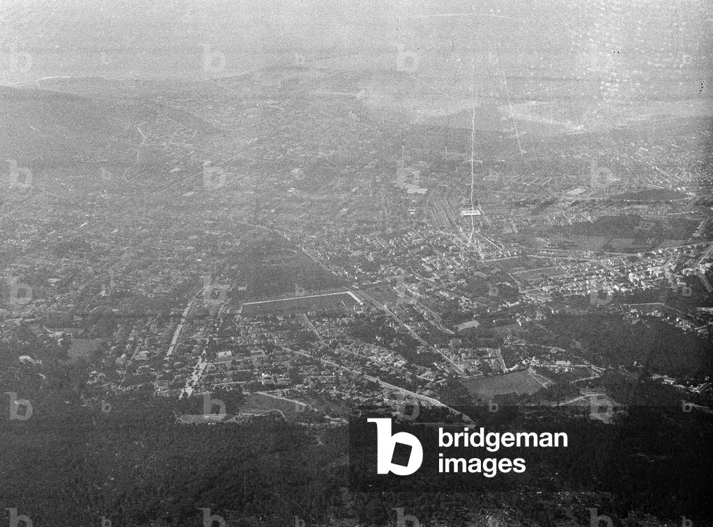 Cape Town [and] Table Bay from Table Mountain, 3rd County of London Yeomanry (Sharpshooters) shore leave, Cape Town, South Africa, 1941 (b/w photo)