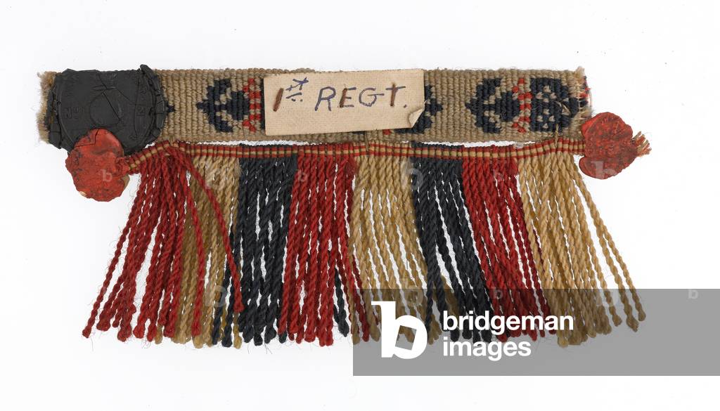 Lace and fringe sample, drummer, 1st (The Royal Scots) Regiment, 1860, sealed pattern, 1860 (fringe, sample)