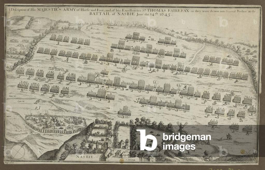 The Royalist Army at Naseby, 1645 (engraving, coloured)