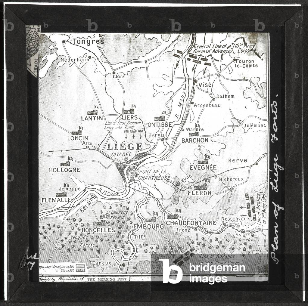 Plan of Liege Forts, 1914 (lantern slide)