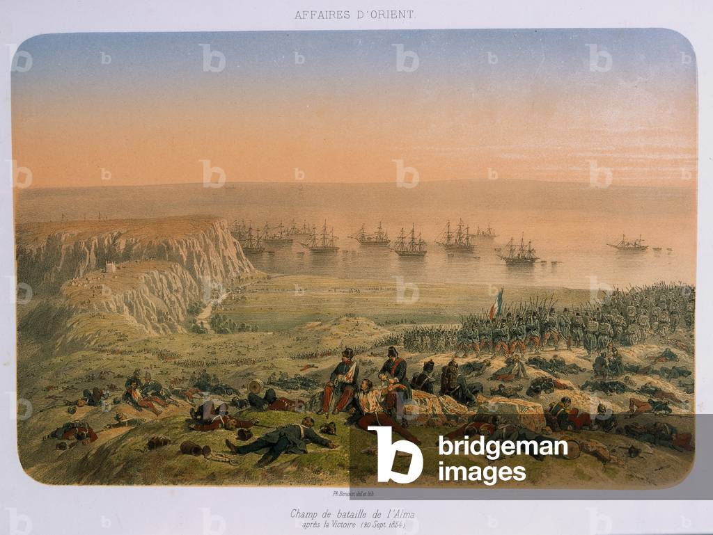The Battlefield at Alma after the Victory, 20th September 1854 (colour litho)