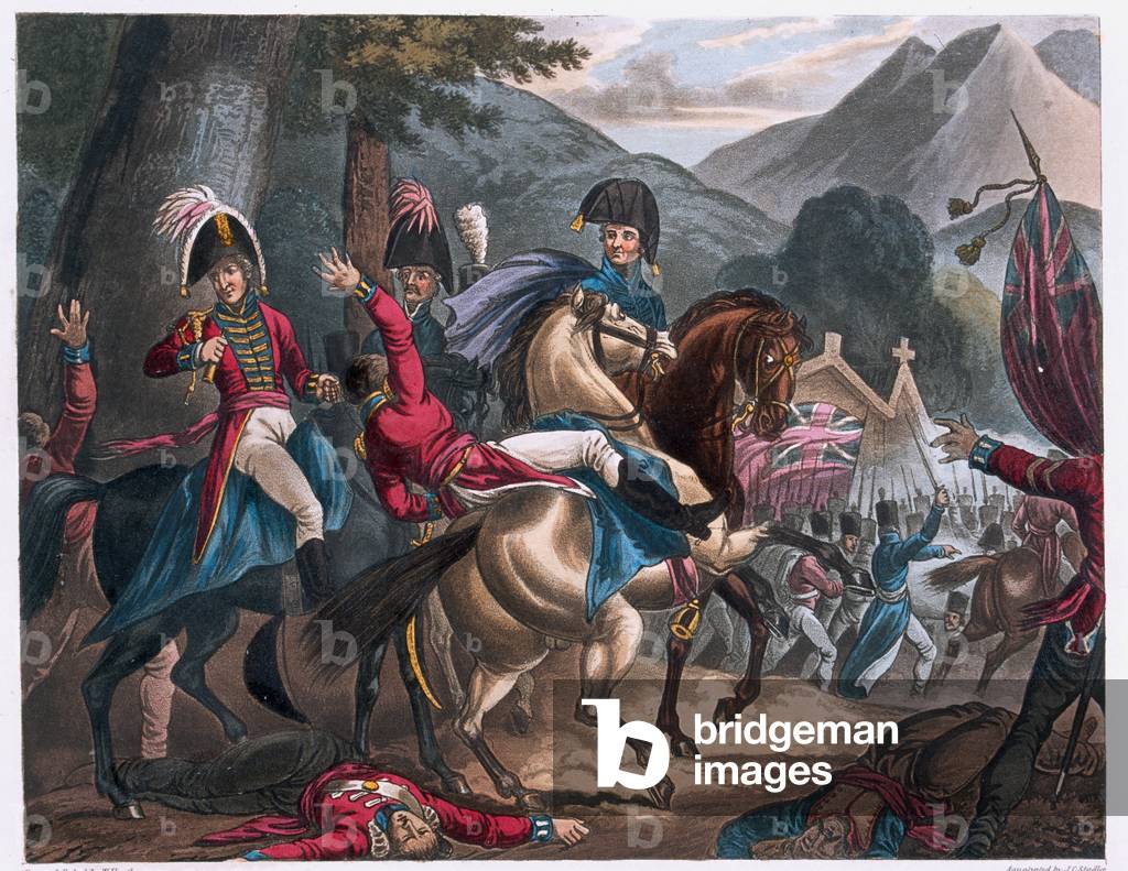 Battle near the village of Sorauren, 1813 (aquatint)
