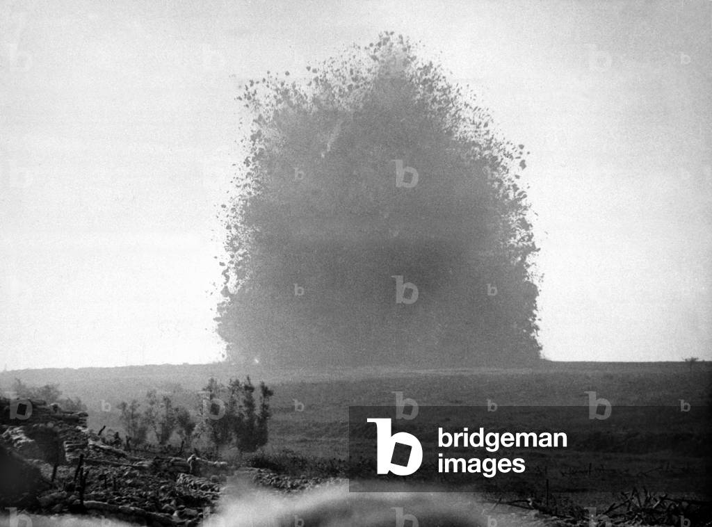 The detonation of a mine (b/w photo)