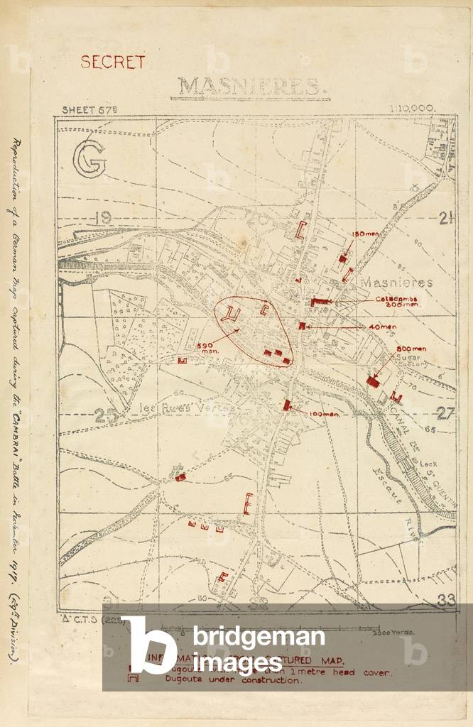 Reproduction of a German map captured during the battle of Cambrai in November 1917 (litho)